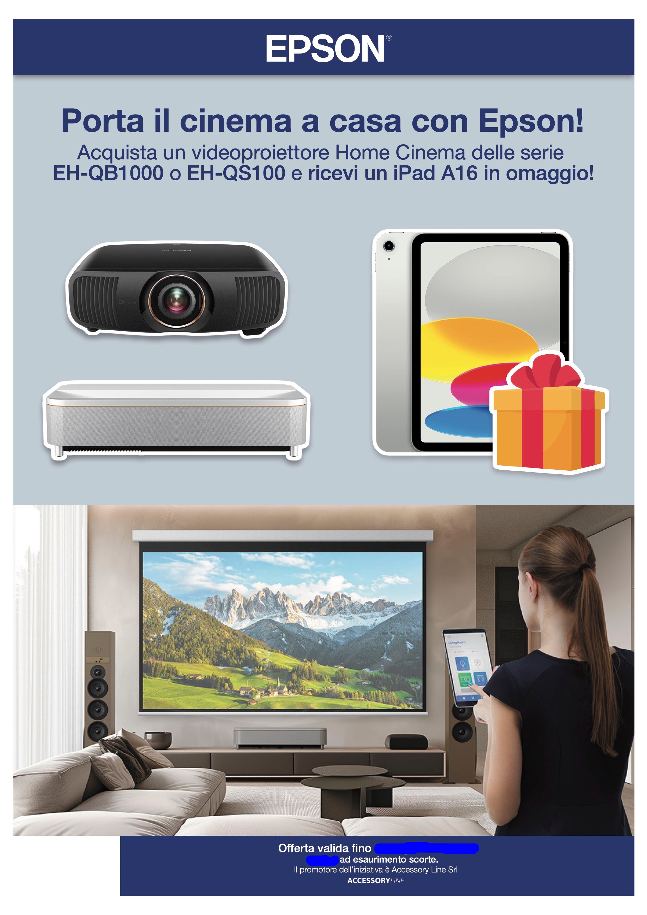 PROMO Epson EH-QB1000 + IPAD OMAGGIO - PRONTA CONSEGNA in NERO