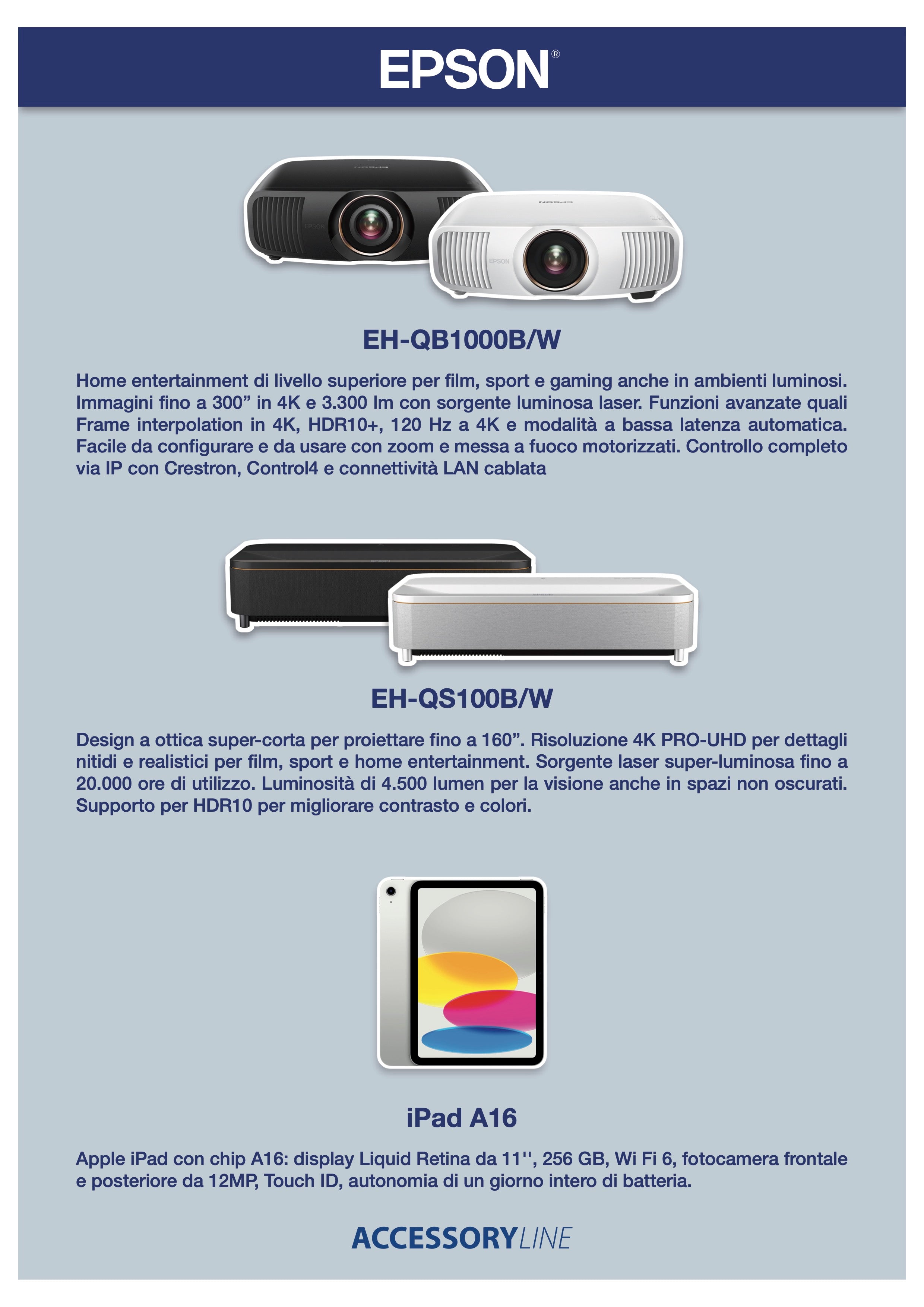 Epson EH-QB1000 - 4K UltraUHD HDR LASER Video Projector - ASK FOR AVAILABILITY