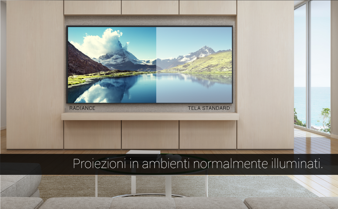 Screenline FASHION (Cornice Fissa) - Tela RADIANCE 0,6 - Telo per Home Cinema