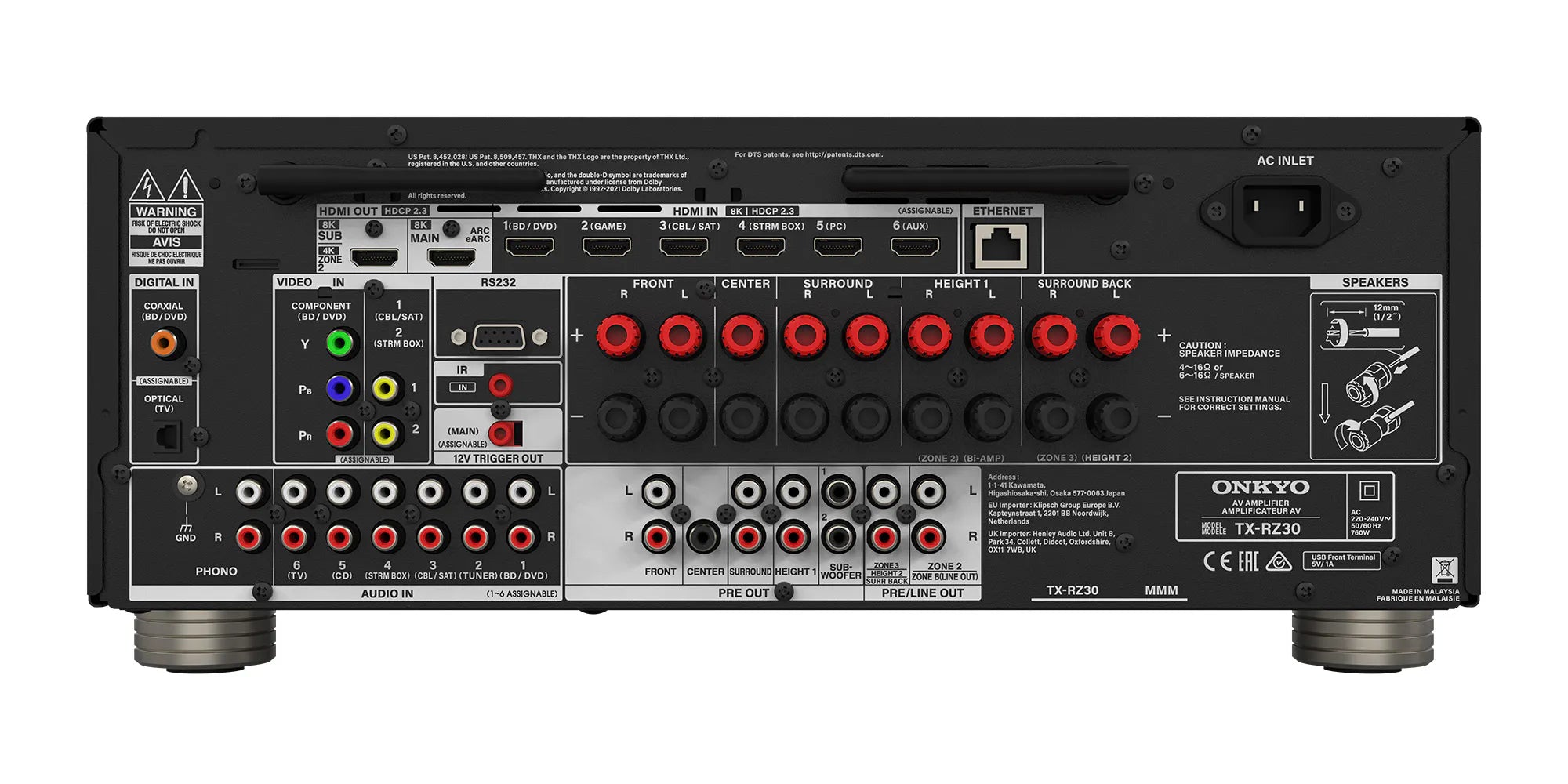 Onkyo TX-RZ30 - Sintoamplificatore AV 8K/4K Ultra HD 9.2 canali