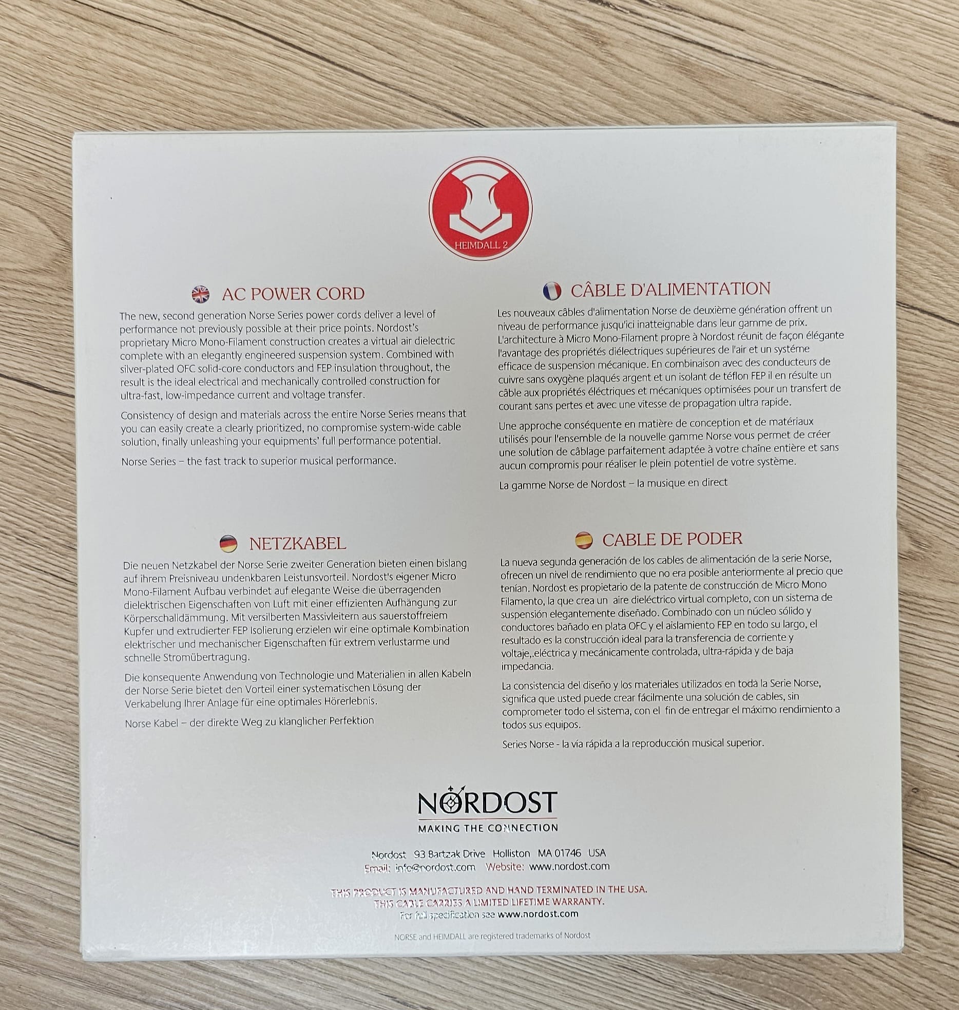 Nordost Heimdall 2 Power - cavo di alimentazione da 2m - USATO